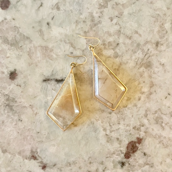 Gold Plated Designer Dandelion Wish Earrings | Crystal | Designer | Pierced - Picture 4 of 5